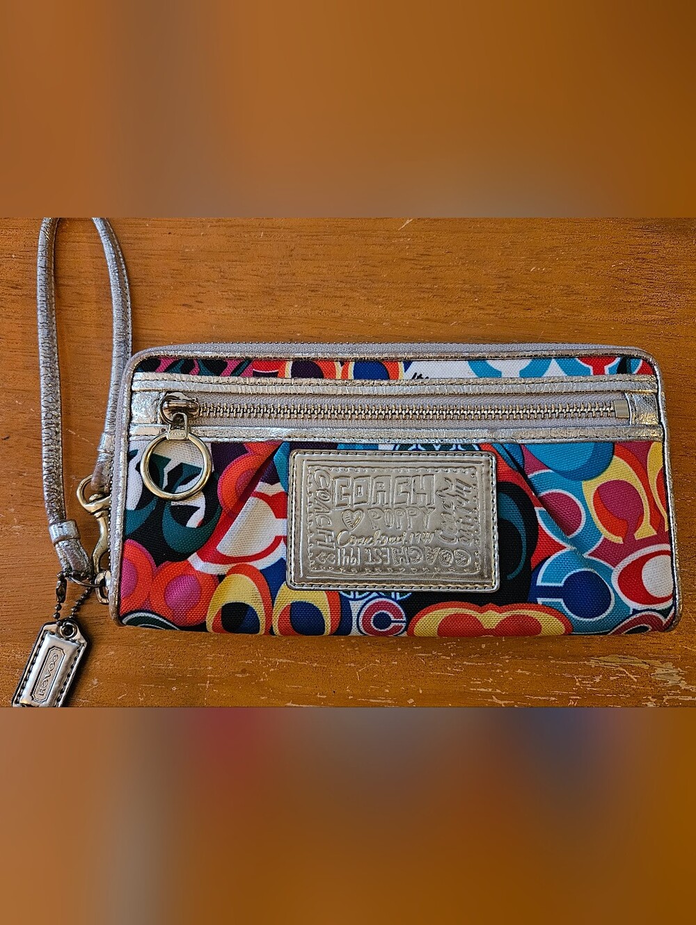 Coach Poppy Multicolor Signature C Wristlet
